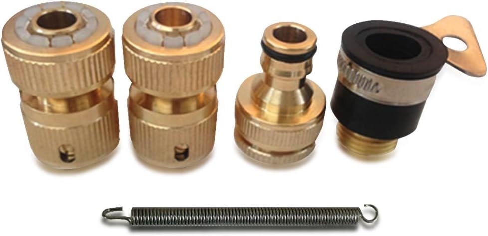 NUZAMAS Set of 4 Solid Brass Garden Hose Adaptors Lawn Water Hose Pipe Fitting Set Connectors Tap Adaptors
