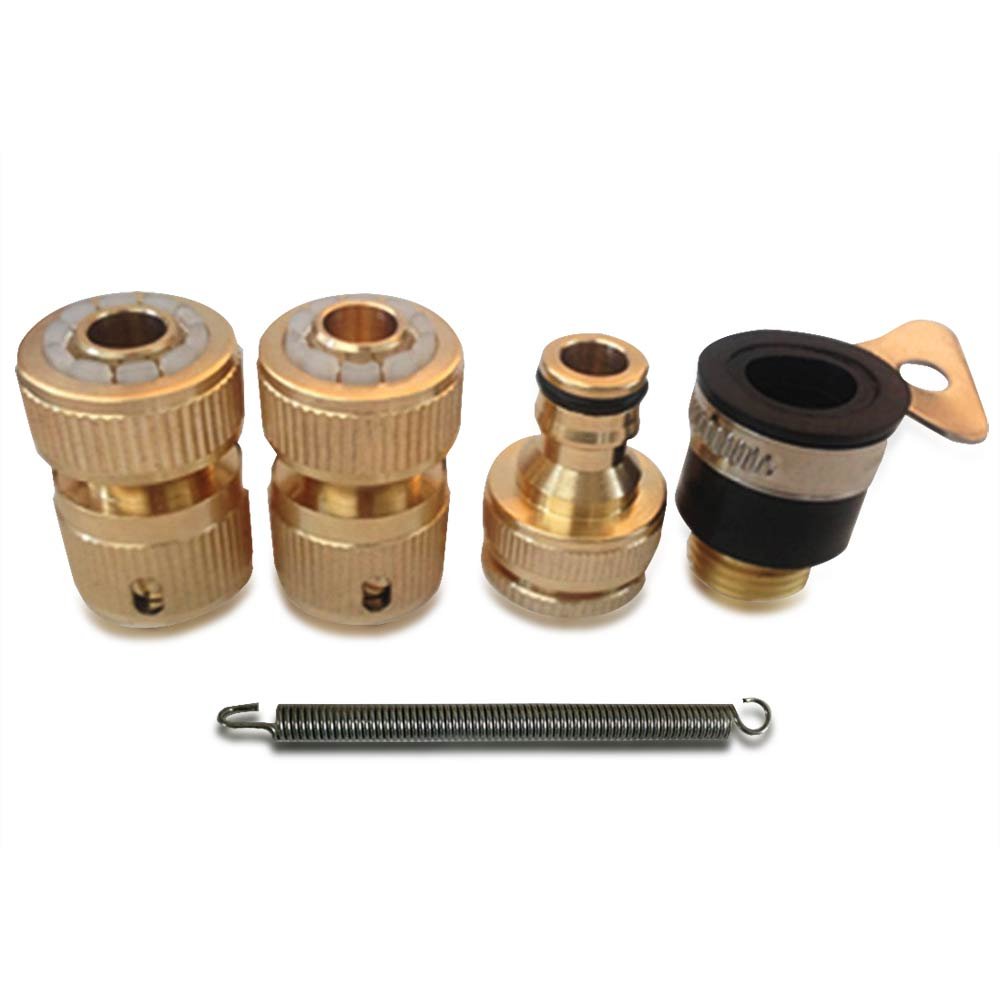 NUZAMAS Set of 4 Solid Brass Garden Hose Adaptors Lawn Water Hose Pipe Fitting Set Connectors Tap Adaptors