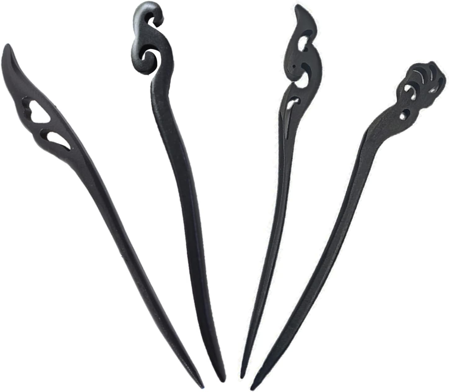 Juliyeh 4 Pieces Retro Hair Sticks, Black Wooden Hair Clips, Suitable for Women with Long Hair (Adults) (Pack of 4)