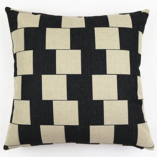 JulianArtsale White and black Series Geometry5 Retro Cotton Linen Square Throw Pillow Case Shell Decorative Cushion Cover Pillowcase 18x 18 Inches