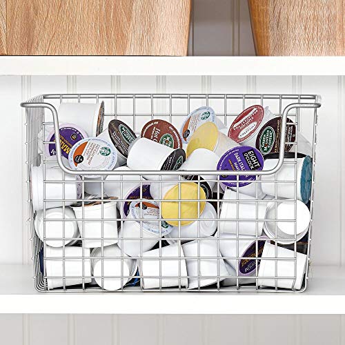 mDesign Metal Kitchen Pantry Food Storage Organizer Basket Farmhouse