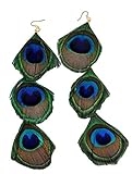 Womens Teens Girls Bohemian Peacock Feather Earrings