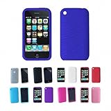 Apple iPhone 3G 3Gs 8GB 16GB 32GB Textured Silicone Skin Case Cover, Deep Blue, One Size