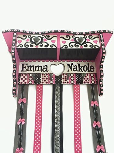 Hot Pink and Black Paris Inspired Hair Bow Holder for Nursery by Cute Kid Creations