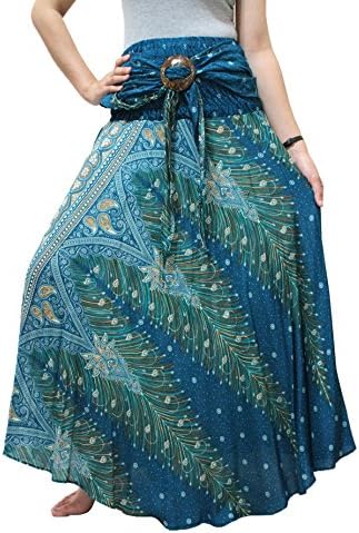 Bohemian Skirt Flower Style For Women Hippie And Maxi Skirt Size 0-12 US (Green2)