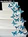 Assorted Teal Blue Wafer Paper Butterflies 1.75 Inch for Decorating Desserts Pack of 24