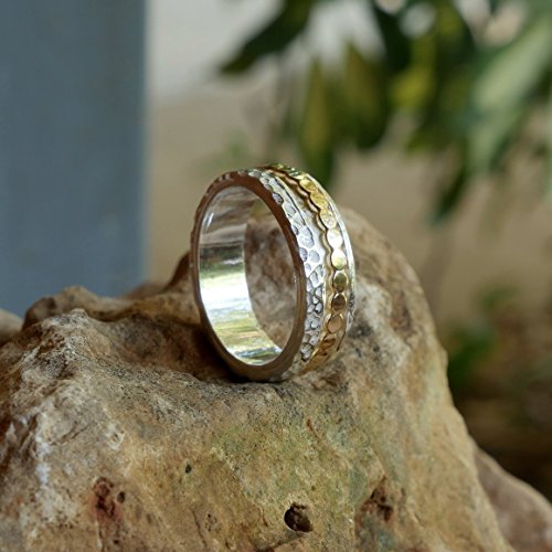 Silver Gold Spinner Worry Ring Fidget Ring Meditation Ring size 6 to 9