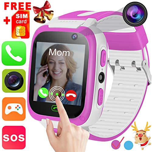 Kids Learning Smart Watch Phone [SIM Card Included] for 3-12 Year Boys Girls with 1.44'' Touchcreen 2 Way Call SOS Camera Game Alarm Clock Stopwatch Digital Wristwatch Bracelet Birthday Student Gift