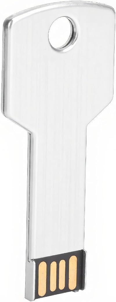 ASHATA Key USB Flash Drive 64GB Silver Aluminum Alloy Memory Stick Computer