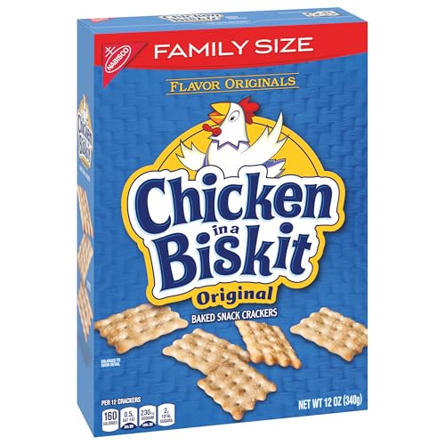 CHICKEN IN A BISKIT ORIGINAL BAKED SNACK CRACKERS, LUNCH SNACKS, FAMILY SIZE, 12 OZ