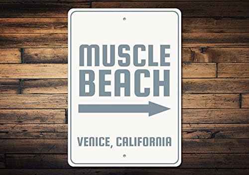 Yetta Quiller Muscle Beach Sign Beach Arrow Sign Custom Beach Decor Beach Lover Gift Muscle Beach Decor Muscle Beach Gift Tin Metal Metal