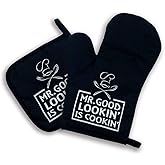 zcyhtqp, Mr.Good Looking is Cooking, Funny Silicone Non-Slip Oven Mitts and Pot Holders Sets of 2, Cooking Baking BBQ Gifts, Kitchen Gift for Men, Father's Day Kitchen Gifts, Chef Gift