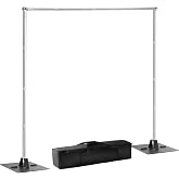 Heavy Duty Pipe and Drape Frame Kit 10x10ft Adjustable Height/Width Photography Background Support Poles All-Metal Construction Backdrop Stand for Party, Birthday, Wedding - Silver