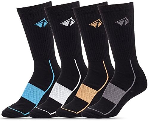 LIFT 23 Atacama Moisture Wicking Performance Socks, Comfort Compression Fit, 4 pk (Large, Black Set)