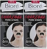 Biore Deep Cleansing Pore Strips, Charcoal, 6 Count (Pack of 2)
