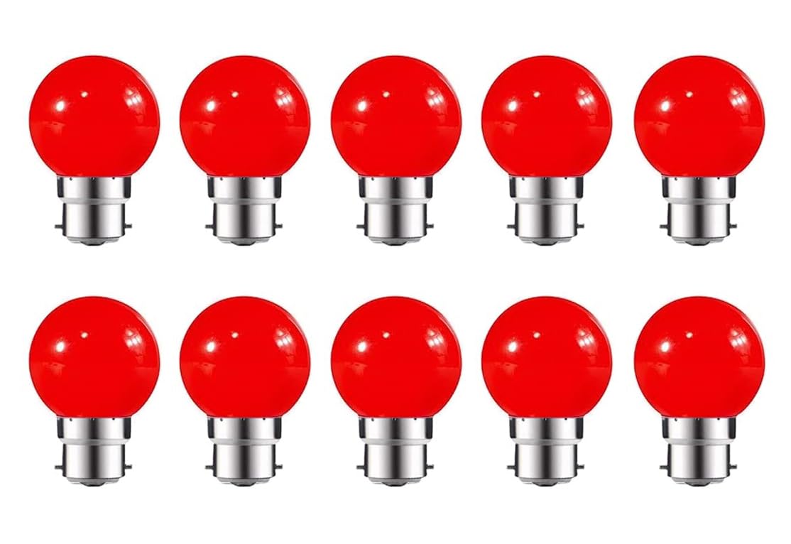 ZFQ 10 Pack B22 Bayonet Colored LED Light Bulbs 2W G45 Golf Ball Mini Globe Bulb Lighting Bulbs,Red for Outdoor Indoor String Patio Garden Party Christmas, Tree, Fairy Party Night Lights