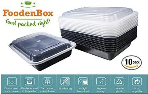 FoodenBox Meal Prep Storage Containers - Set of 10 Bento Boxes with Lids and Plasticware Sets for Packing Food and Lunch - Leakproof, Eco Friendly, Stackable and BPA free for Healthy Meal Portioning