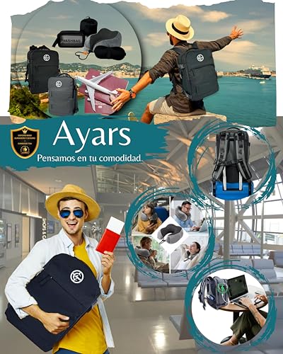 Ayars Ryanair Priority Cabin Backpack 55x40x20 | Oxford 900D Waterproof | TSA Lock | Airplane Hand Luggage | Travel Kit: Neck Pillow + 3D Mask + Plugs + Toiletry Bag | USB