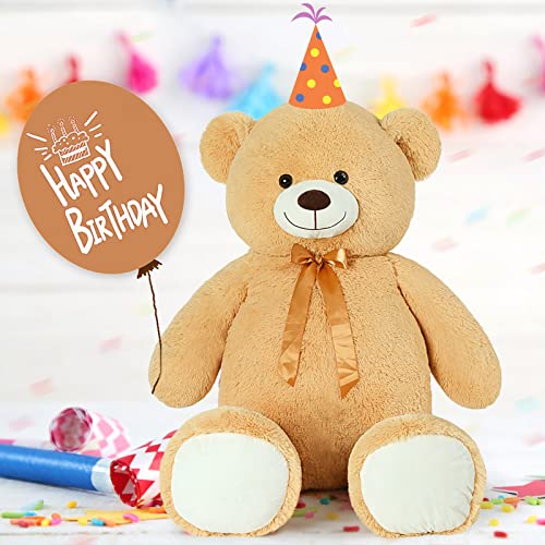 MorisMos Giant Plush Bear 130 cm, XXL Light Brown Teddy Bear Plush Large Plush Toy Bear, Soft Teddy Bear Gift for Baby Girlfriend Her Him Birthday Decorations