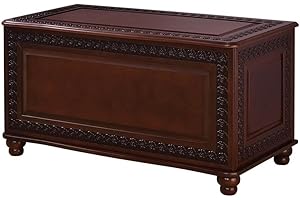 BOWERY HILL 40" x 21" Traditional Wood Cedar Blanket Chest, Flip Open Storage, Fully Lined with Cedar, for Bedroom/Living Room, in Deep Tobacco Finish