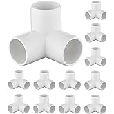 12-Pack 3 Way PVC Fittings 3/4 Inch, Furniture Grade PVC Pipe Connector Elbow for All DIY Structure and Frames, SCH40 Pipe Tee Corner Fitting