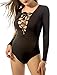 BomDeals Women's Sexy Deep V-Neck Lace Up Bandage Tight Bodysuit Jumpsuit Leotard (XXL, Black)