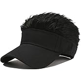Novelty Hair Visor Sun Cap Wig Peaked Baseball Hat with Spiked Hairs