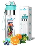 NEW Improved Unique Bottom Loading Fruit Infuser Water Bottle Complete Bundle Includes Bottle Brush, Insulating Sleeve & Infusion Recipe eBook. Leak Proof Sweat Proof. Ultimate Healthy Hydration Gift!