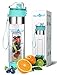 NEW Improved Unique Bottom Loading Fruit Infuser Water Bottle Complete Bundle Includes Bottle Brush, Insulating Sleeve & Infusion Recipe eBook. Leak Proof Sweat Proof. Ultimate Healthy Hydration Gift!
