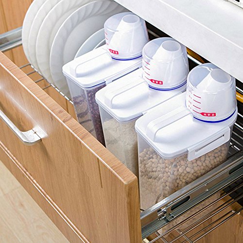 JISETY 2L Plastic Cereal Dispenser Storage Box Ornament Bins Kitchen Food Grain Rice Container Nice Organizer Envase