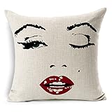 CHICOZY Cotton Linen Marilyn Monroe Retro Pillow Cover Sofa Cushion Cover Square Home Decration Pillowcase 17.7inch x 17.7inch