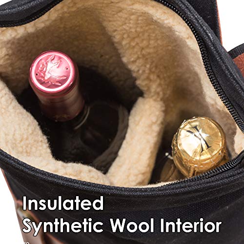 Primeware 2-Bottle Wine Leather Backpack | Made with Full Grain Leather | Interior is Insulated with Synthetic Wool and has Divider to Protect Bottles (2-Bottle, Grey) - Thumbnail 3