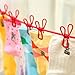 BINGONE Portable Travel Home Style Outdoor Windproof Clothesline with 12 pcs Clip (Red)