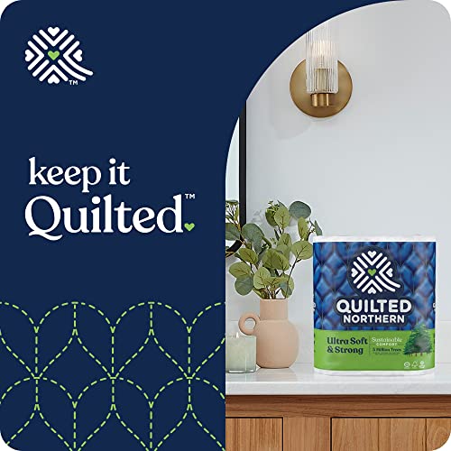 QUILTED NORTHERN ULTRA SOFT & STRONG TOILET PAPER, 6 MEGA ROLLS = 24 REGULAR ROLLS, 5X STRONGER*, PREMIUM SOFT TOILET TISSUE