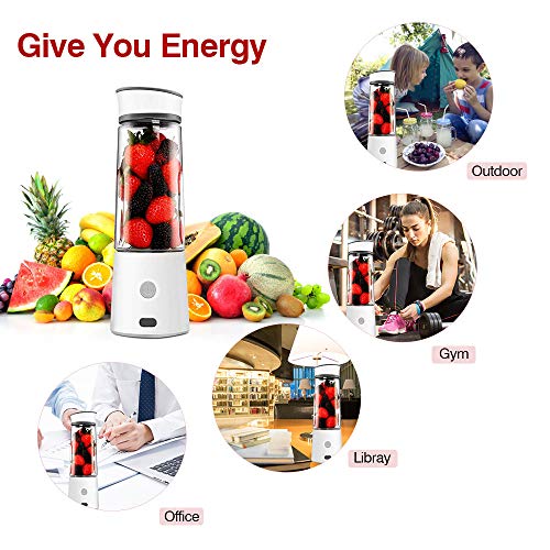 Portable Blender USB Rechargeable -TTLIFE MACARON Personal Blender for Shakes and Smoothies, Mixer Juice Cup Single Serve, Smalle Travel Blender Multifunctional with 5200mAh Battery for Travel Personal,Juice,Baby Food-White