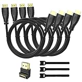 PERLESMITH 4K HDMI Cable 6ft 4 Pack-HDMI 2.0 Cable Cord with 90 Degree HDMI Adapter & Cable Ties-High Speed HDMI Cables for Ethernet PS4 1080P Xbox Playstation 3D BLU Ray Laptop PC, Black