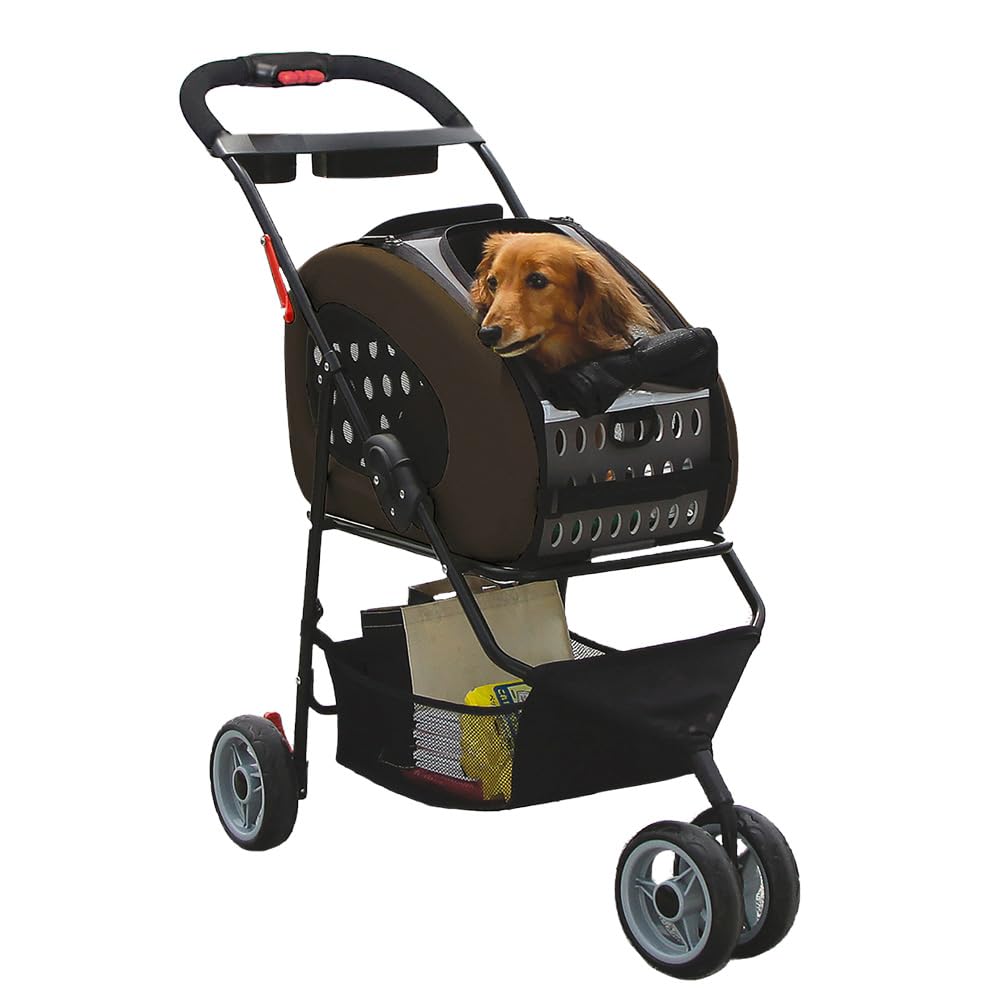 アイリスオーヤマ 犬用カート ペットカート 4WAY 折りたたみ 取り外し 分離可 ブラウン 小型犬商品画像