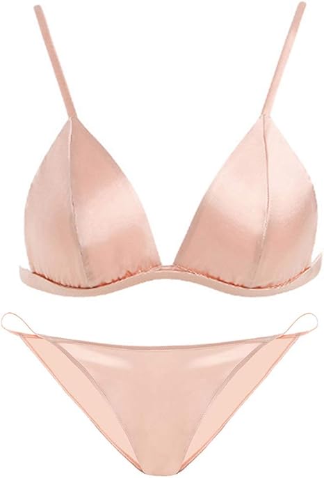 Amazon Co Jp 女性用コンフォートブラ ピンクのセクシーなブラビキニパンティーセット ワイヤーブラなし Size 160 S 85b Color ピンク 服 ファッション小物