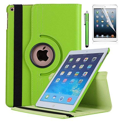 New iPad 9.7 2018 2017 / iPad Air Case - AiSMei Rotating Stand Case Cover with Auto Wake Sleep for Apple iPad 9.7" (6th Gen, 5th Gen) / iPad Air 2013,Bonus Stylus + Film - Green