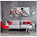 LevvArts - 4 Piece Canvas Print Wall Art Grey and Red Woman Painting Artwork Stretched and Framed Ready to Hang Modern Sexy Poster Bedroom Bathroom Decoration 12
