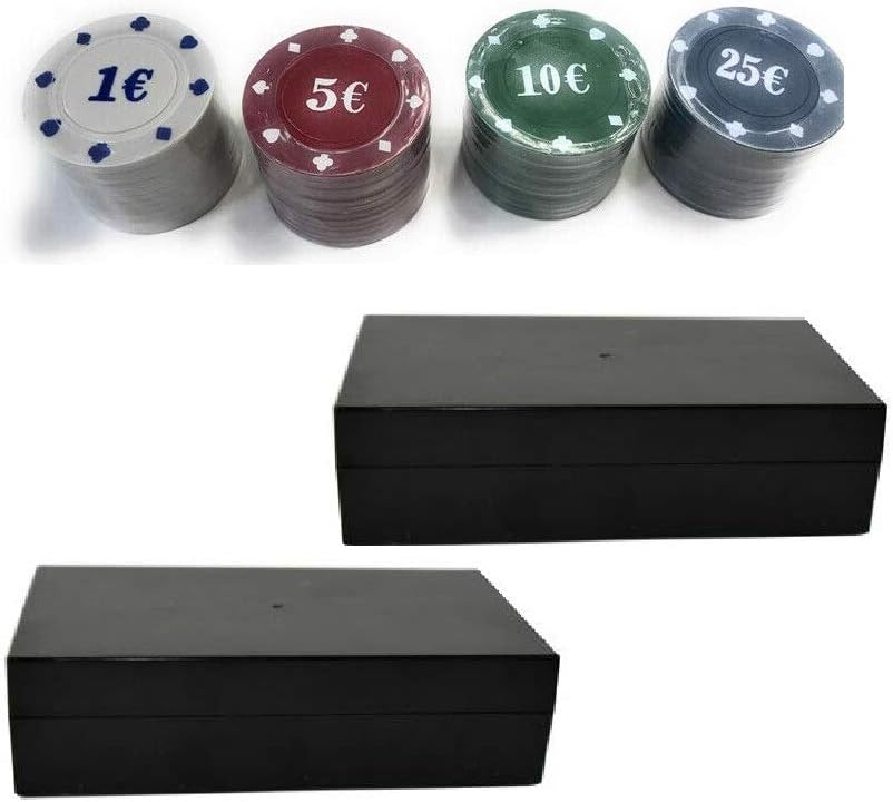 Set Poker 200 Fiches Euro In Latta - Con Tappeto, Carte E Gettoni - Foto 3