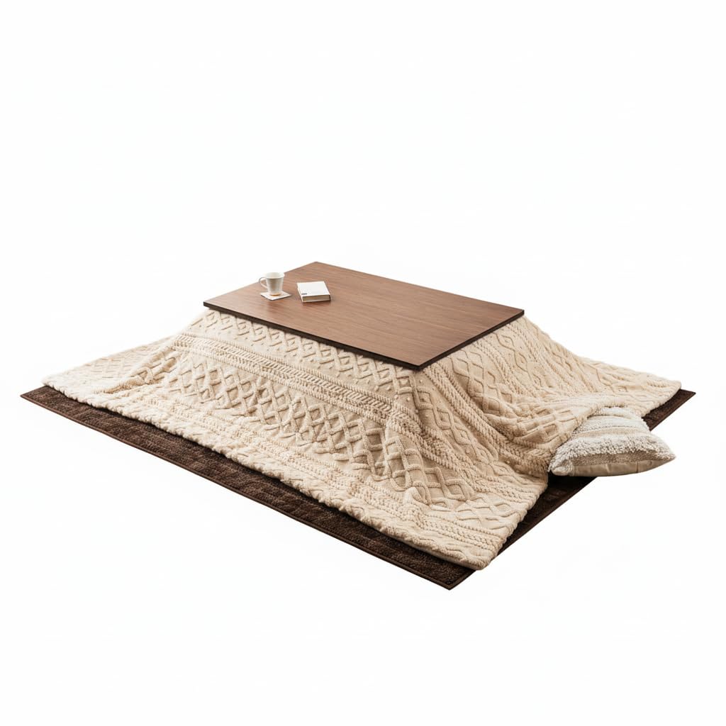 Photo 1 of ??????? Palette Life Kotatsu Futon Blanket (Cover Only), 3D Pattern Jacquard Boa 74.8 x 94.5 inches (190 x 240 cm), Rectangle, Ivory