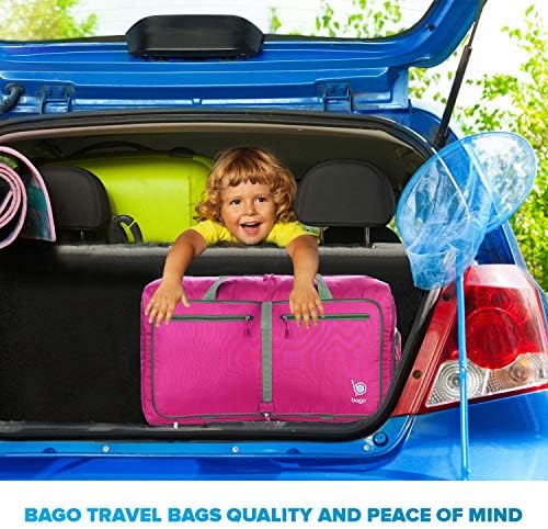 Bago 60L Sports & Travel Duffle Bag - Foldable Weekender Bag For Women & Men - Lightweight waterproof Shoe Pocket (Pink) 5 Bago 60L Sports & Travel Duffle Bag - Foldable Weekender Bag For Women & Men - Lightweight waterproof Shoe Pocket (Pink)