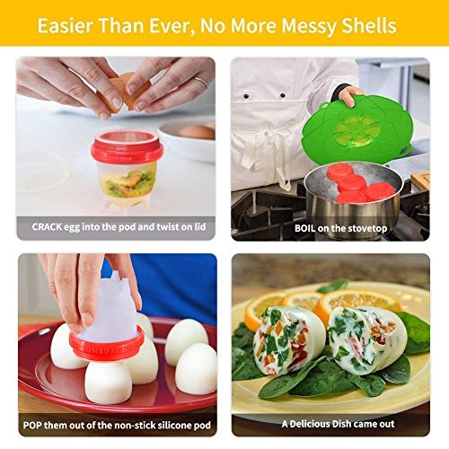 BoxLegend Egg Cooker Cups Hard Boiled Egg Maker Nonstick Silicone Eggs Boiler Cookers Without Egg Shell -Upgrade 6 Packs