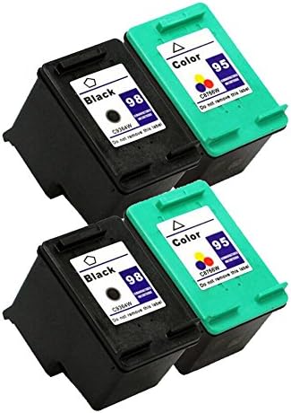 Bosumon Remanufactured Ink Cartridge Replacement for Hewlett Packard HP 95 98 C9364WN C8766WN - 2 Black + 2 Color