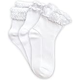 Jefferies Socks girls Seamless Eyelet Lace Ruffle Bubble Stitch Ankle Socks 3 Pair Pack