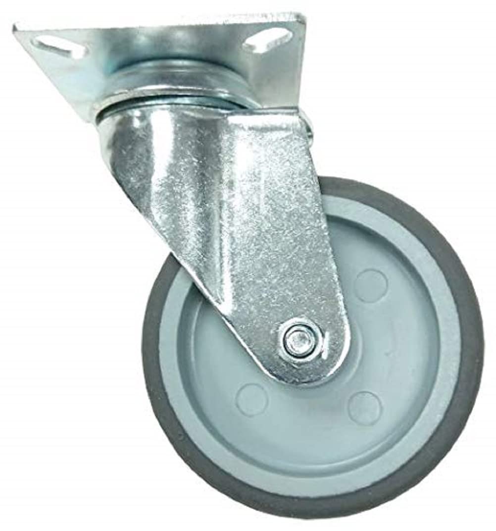 Merriway BH07012 Swivel Castor Wheel Heavy Duty TPR Without Brake, Max 120kg 125mm (5 inch), Silver Tone (5")