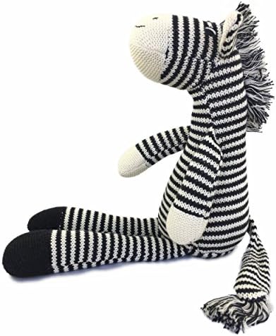 Hand Knitted Zebra Stuffed Animal Plush Toy 16 Inches Size