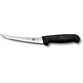 Victorinox 47515 Swiss Army Cutlery Fibrox Pro Curved Boning Knife, Semi-Stiff Blade, 6-Inch, Black