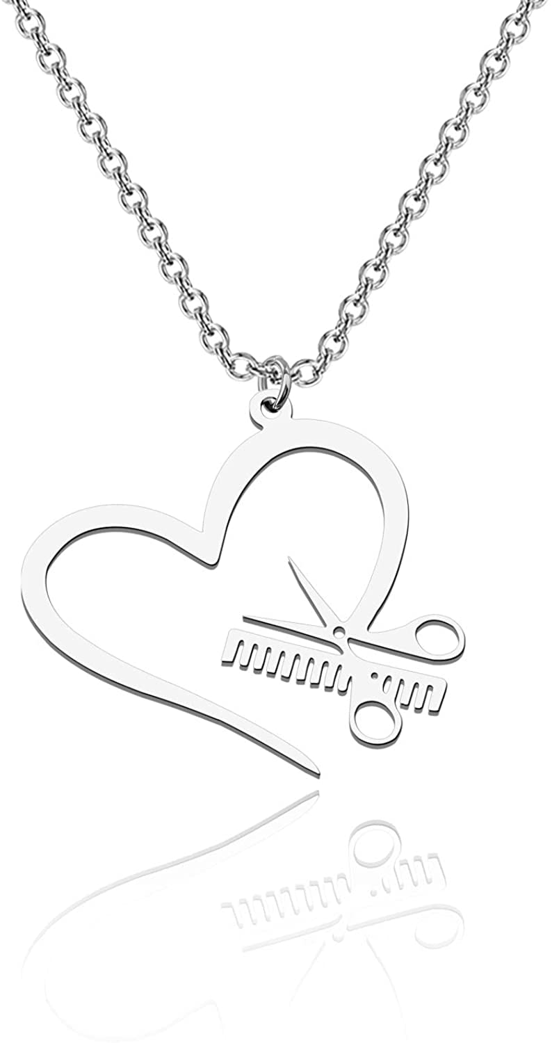Hairdresser Gift Scissor Necklace Comb Pendant Necklace Gift For Stylist Graduation Gift For Hairstylist Salon Owner Gift (Stylist Graduation Pendant Necklce) (Scissor Necklace)